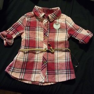 baby girl plaid shirt with cute belt with it